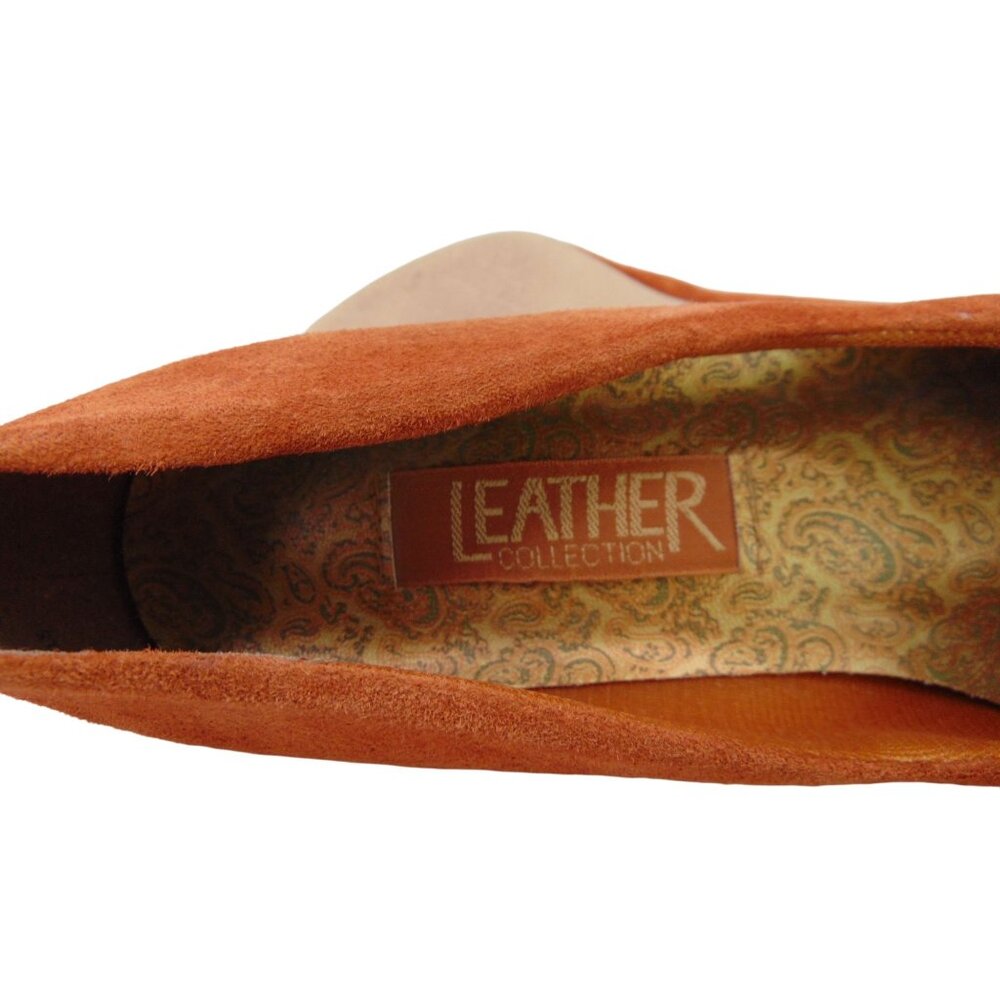 Vintage Women's 90s Leather Collection Brown Suede Pumps Size 10 Shoes Preppy - Picture 12 of 14